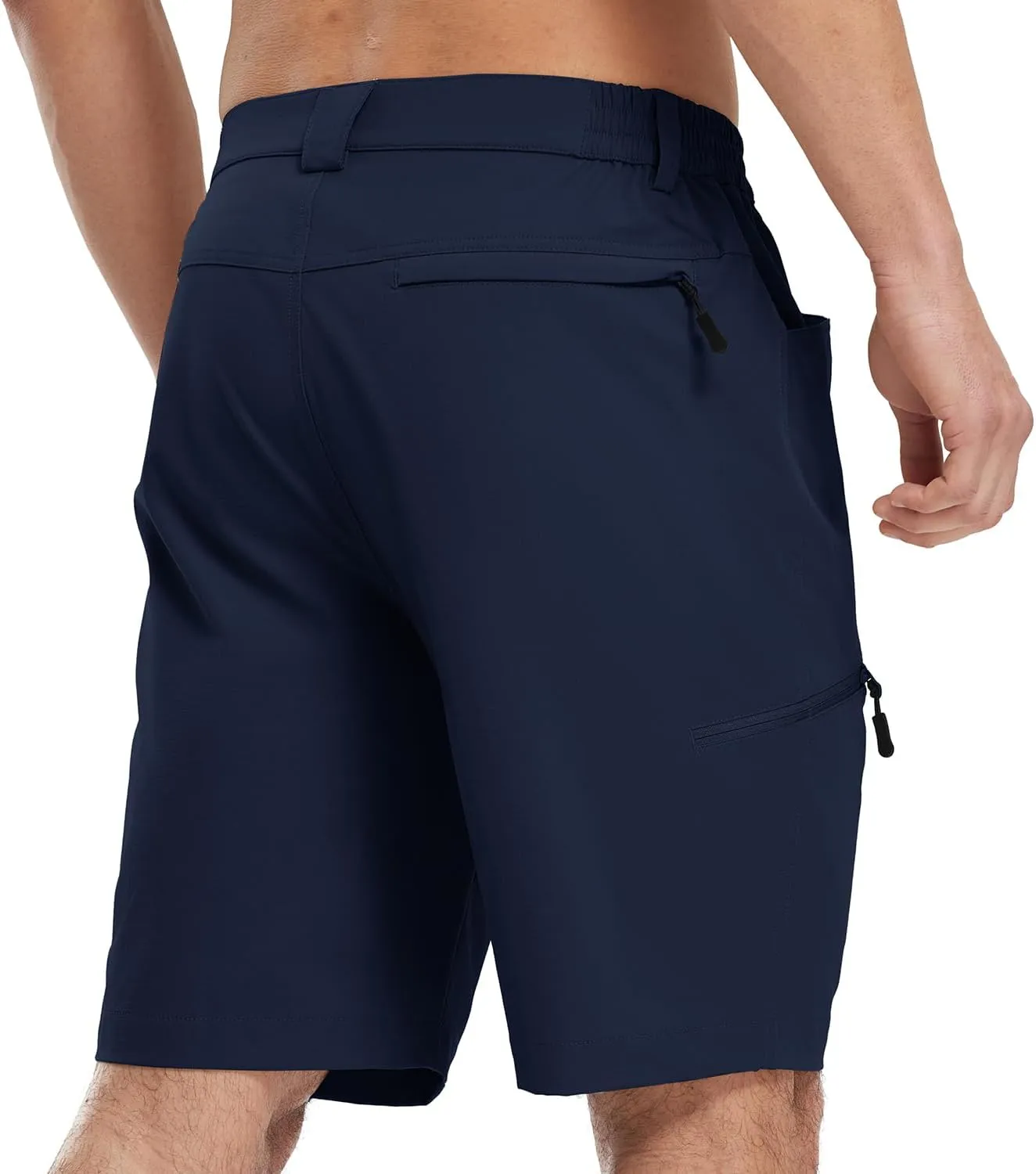 Rdruko Men's 9 Golf Shorts Stretch 4 Pockets Dress Shorts Elastic Waist Casual Flat Front Quick Dri Work Hiking Zip Cargo