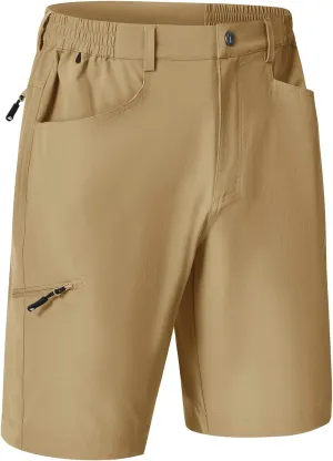Rdruko Men's 9 Golf Shorts Stretch 4 Pockets Dress Shorts Elastic Waist Casual Flat Front Quick Dri Work Hiking Zip Cargo
