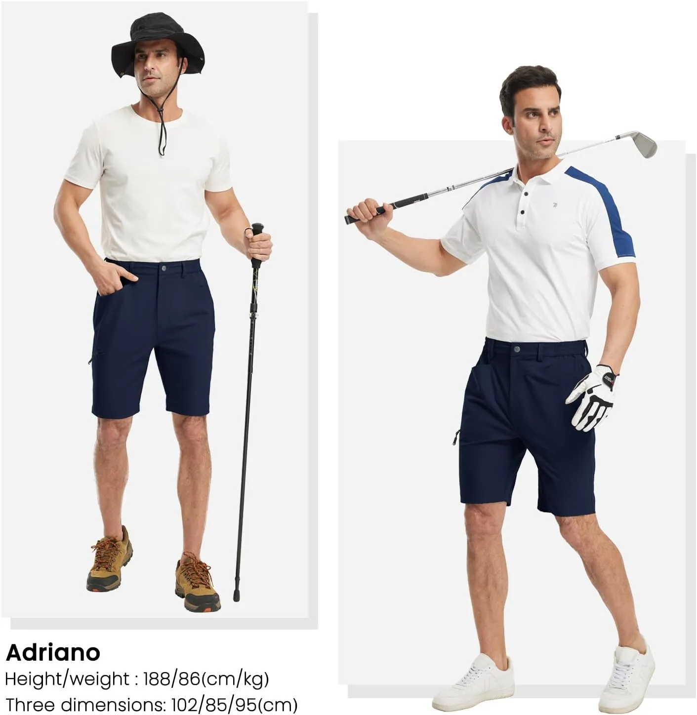 Rdruko Men's 9 Golf Shorts Stretch 4 Pockets Dress Shorts Elastic Waist Casual Flat Front Quick Dri Work Hiking Zip Cargo