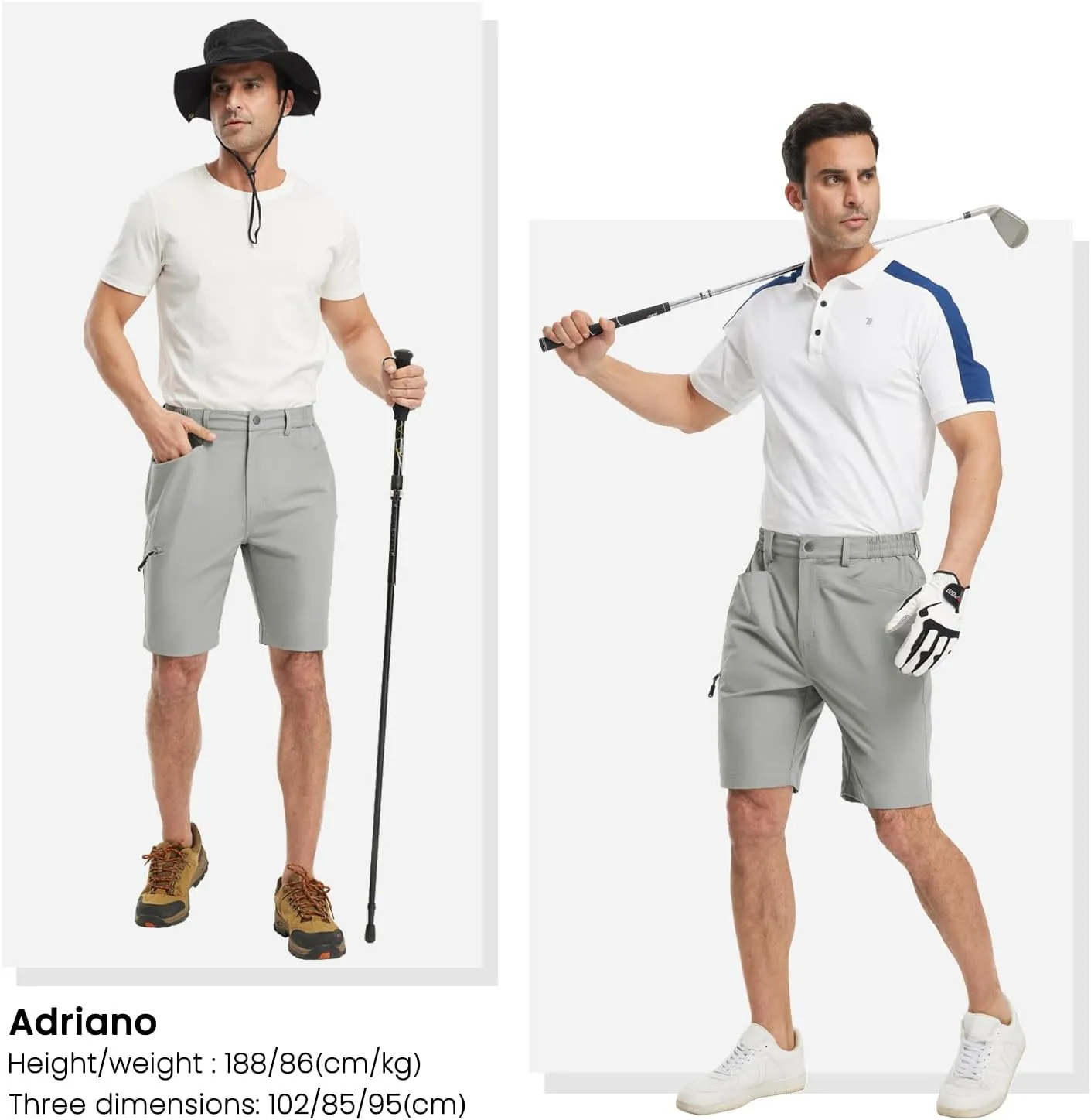 Rdruko Men's 9 Golf Shorts Stretch 4 Pockets Dress Shorts Elastic Waist Casual Flat Front Quick Dri Work Hiking Zip Cargo
