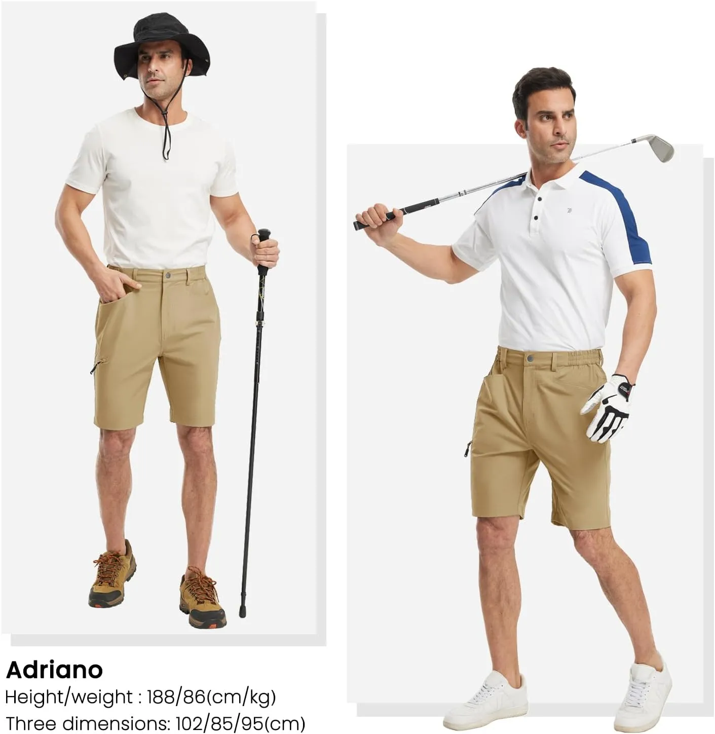 Rdruko Men's 9 Golf Shorts Stretch 4 Pockets Dress Shorts Elastic Waist Casual Flat Front Quick Dri Work Hiking Zip Cargo