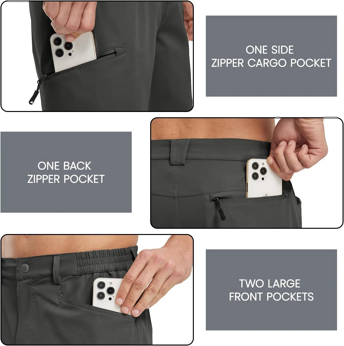Rdruko Men's 9 Golf Shorts Stretch 4 Pockets Dress Shorts Elastic Waist Casual Flat Front Quick Dri Work Hiking Zip Cargo