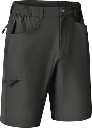 Rdruko Men's 9 Golf Shorts Stretch 4 Pockets Dress Shorts Elastic Waist Casual Flat Front Quick Dri Work Hiking Zip Cargo