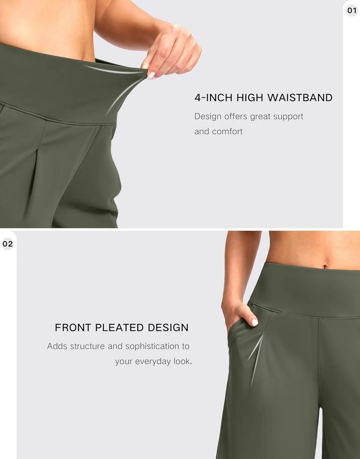 SANTINY Bermuda Shorts for Women Knee Length 9" High Waisted Pleated Casual Long Shorts with Pockets Walking Workout Athletic