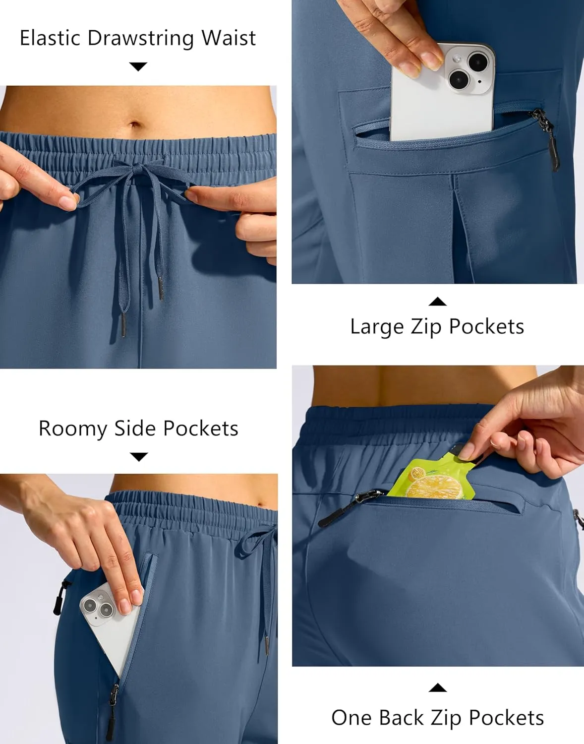 SANTINY Women's 10'' Lightweight Hiking Cargo Shorts with 5 Zipper Pockets Quick Dry Summer Long Travel Golf Shorts for Women