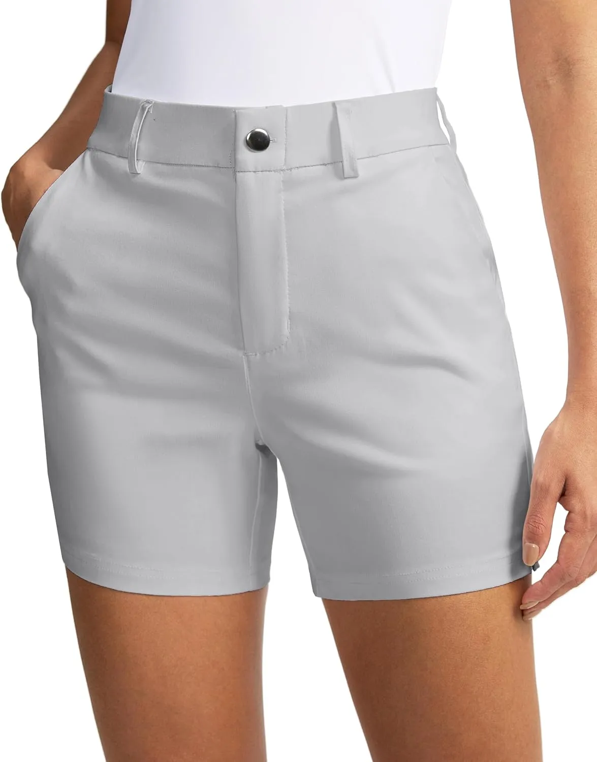 SANTINY Women's 5" Golf Shorts with Pockets Quick Dry Stretch Work Outdoor Hiking Shorts for Women Casual Summer