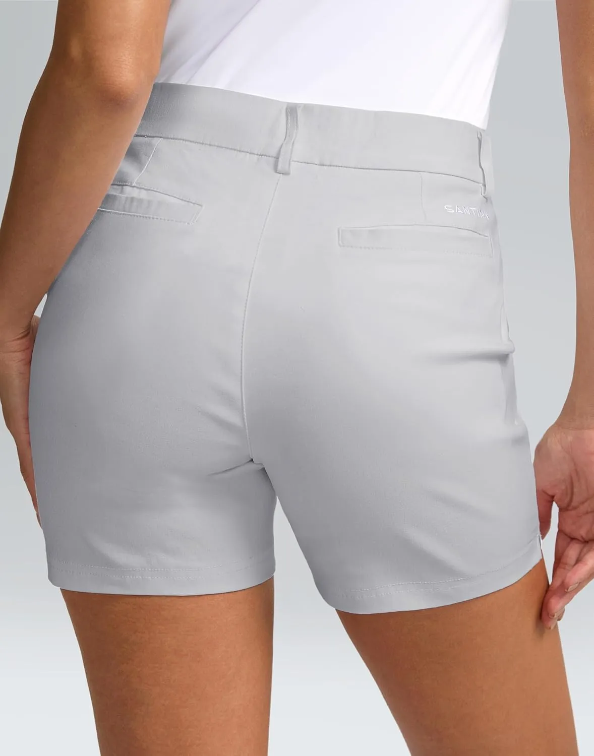SANTINY Women's 5" Golf Shorts with Pockets Quick Dry Stretch Work Outdoor Hiking Shorts for Women Casual Summer