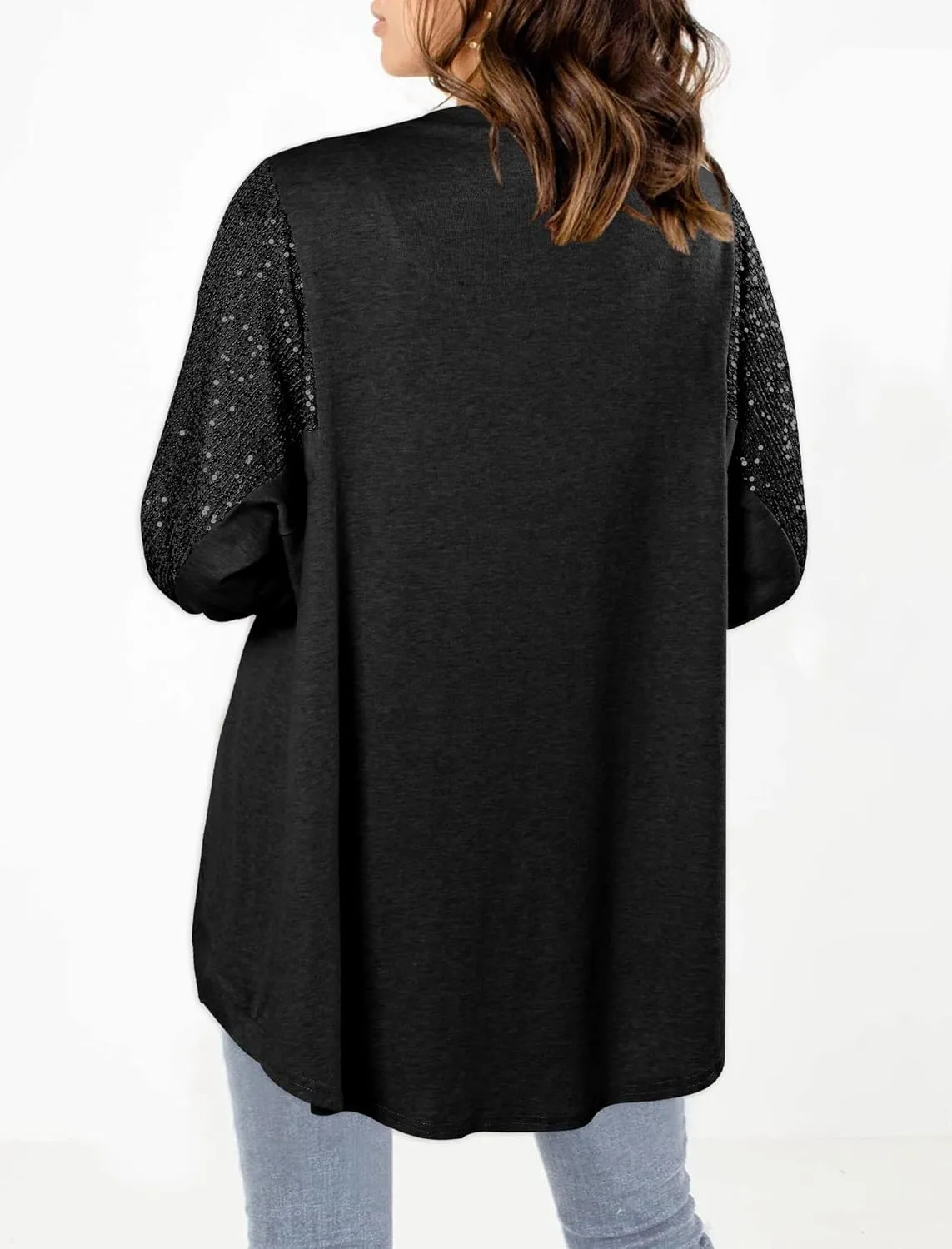 Sequin Cardigans for Women Sparkly New Year Tops Open Front Outerwear Coat Shimmer Glitter Loose Jackets