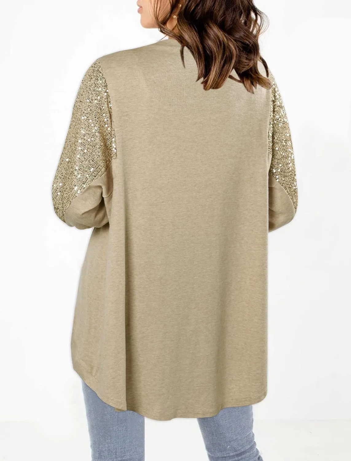 Sequin Cardigans for Women Sparkly New Year Tops Open Front Outerwear Coat Shimmer Glitter Loose Jackets