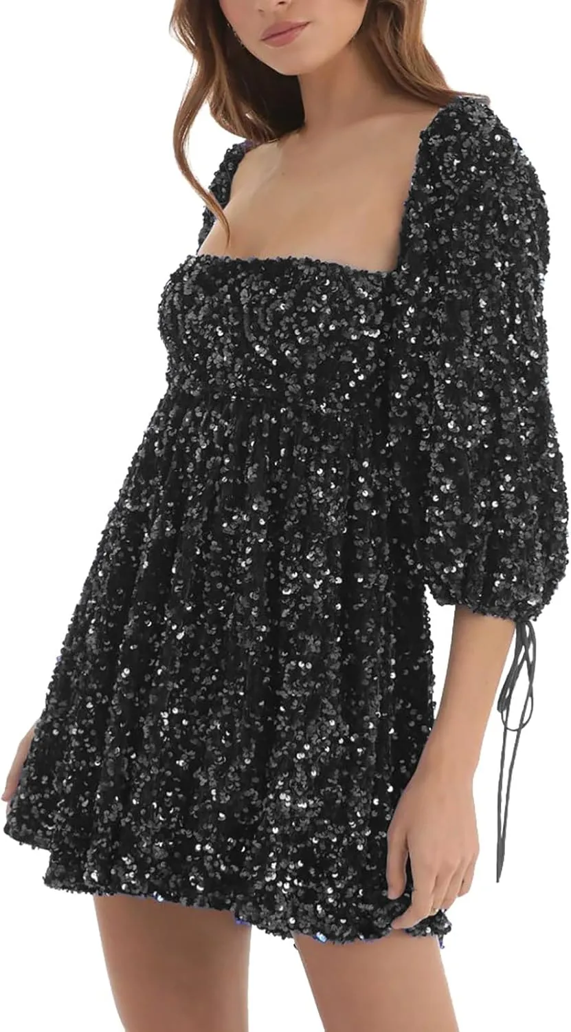 Sequin Cocktail Dresses for Women Sequin Masquerade Ballgowns Prom Grace Split Gown Bridesmaid Birthday Ballgowns