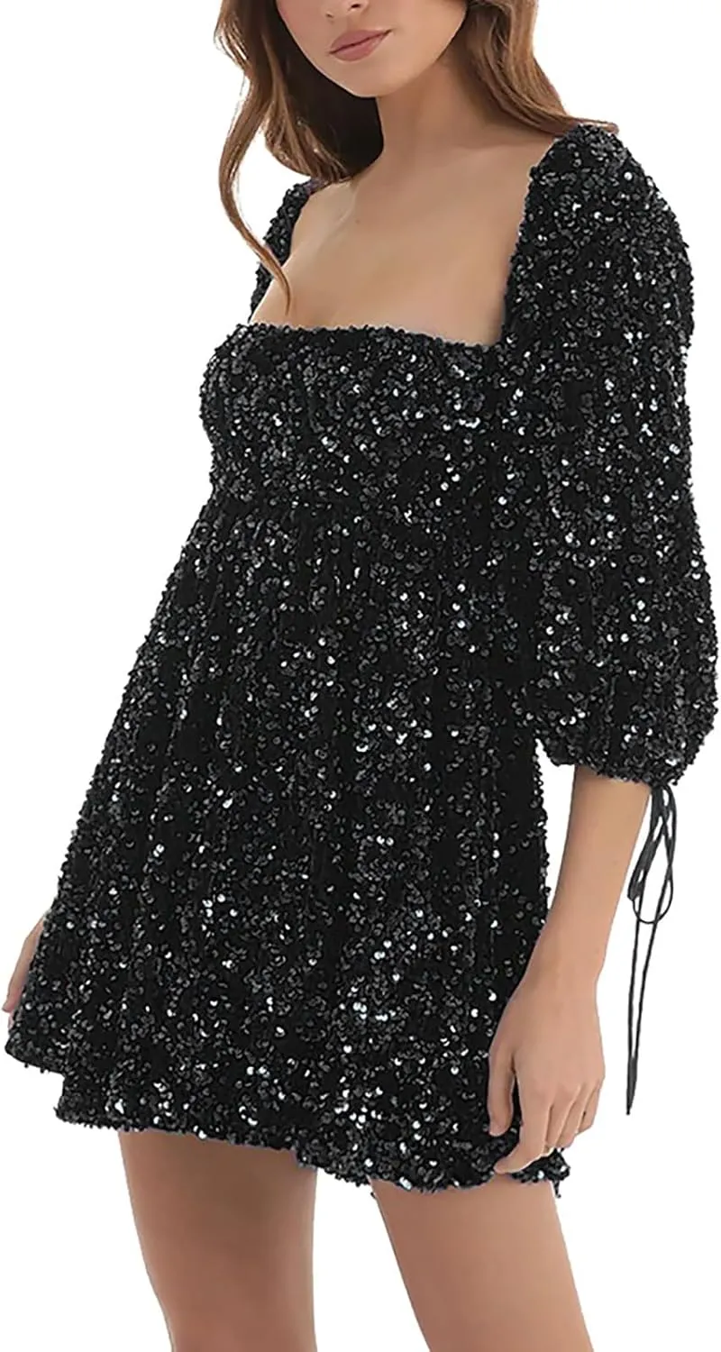 Sequin Cocktail Dresses for Women Sequin Masquerade Ballgowns Prom Grace Split Gown Bridesmaid Birthday Ballgowns