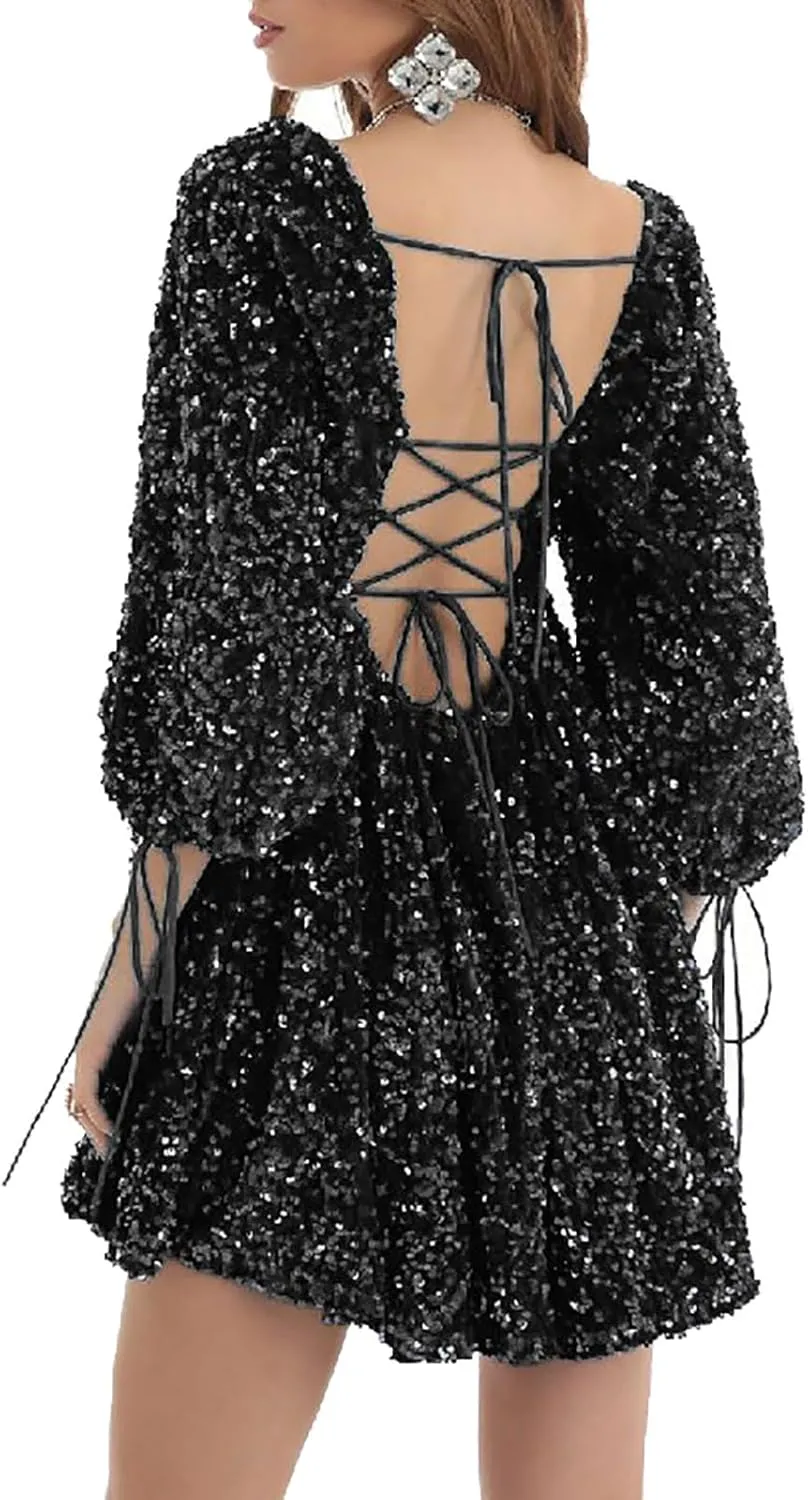Sequin Cocktail Dresses for Women Sequin Masquerade Ballgowns Prom Grace Split Gown Bridesmaid Birthday Ballgowns
