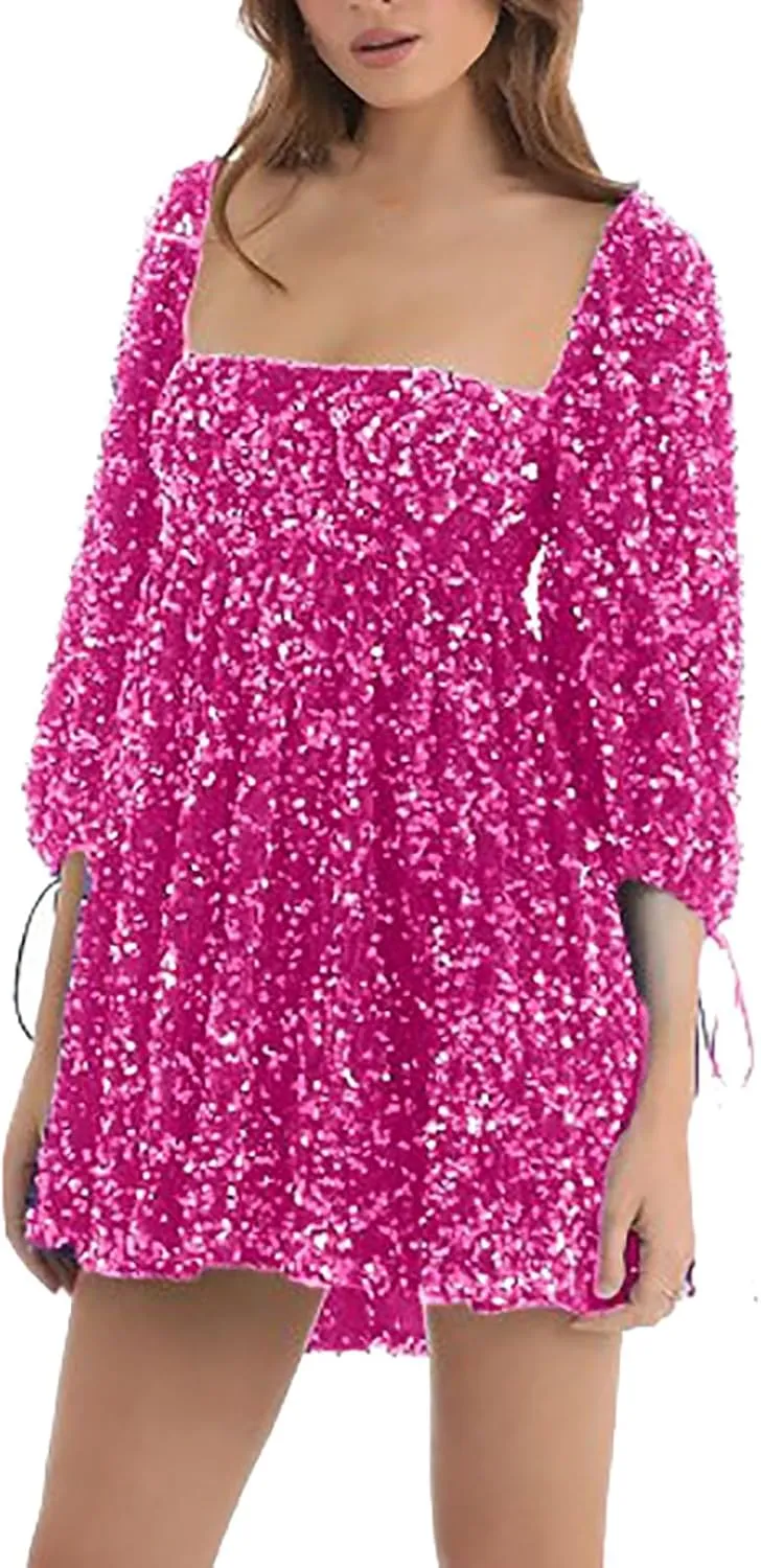 Sequin Cocktail Dresses for Women Sequin Masquerade Ballgowns Prom Grace Split Gown Bridesmaid Birthday Ballgowns