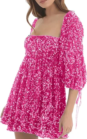 Sequin Cocktail Dresses for Women Sequin Masquerade Ballgowns Prom Grace Split Gown Bridesmaid Birthday Ballgowns