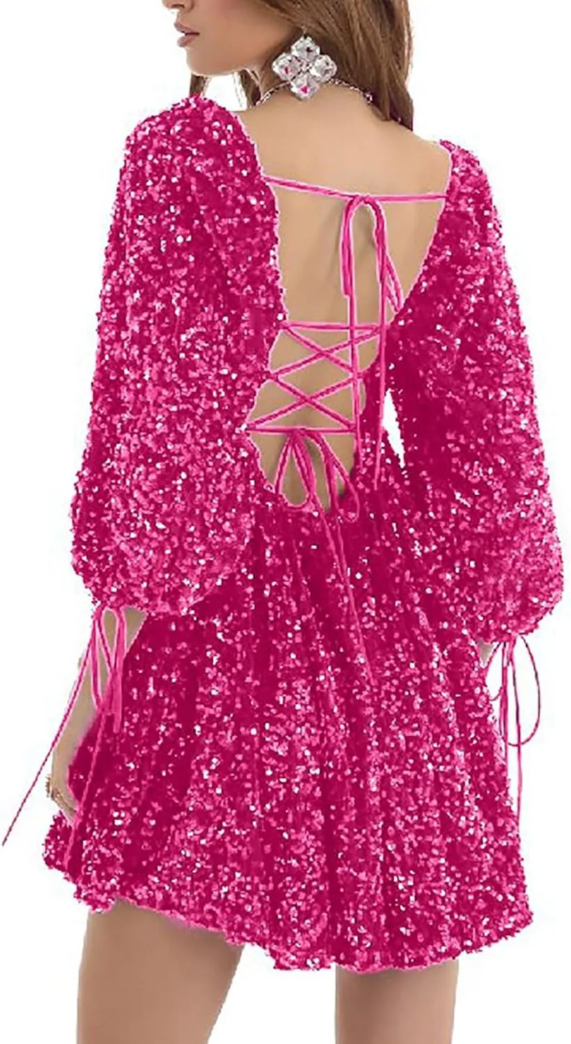 Sequin Cocktail Dresses for Women Sequin Masquerade Ballgowns Prom Grace Split Gown Bridesmaid Birthday Ballgowns