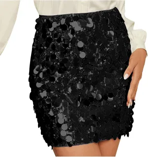 Sequin Skirt for Women Sparkly Mini Skirts High Waist Bodycon Glitter Club Night Out Party Skirt Sexy Shiny Clubwear
