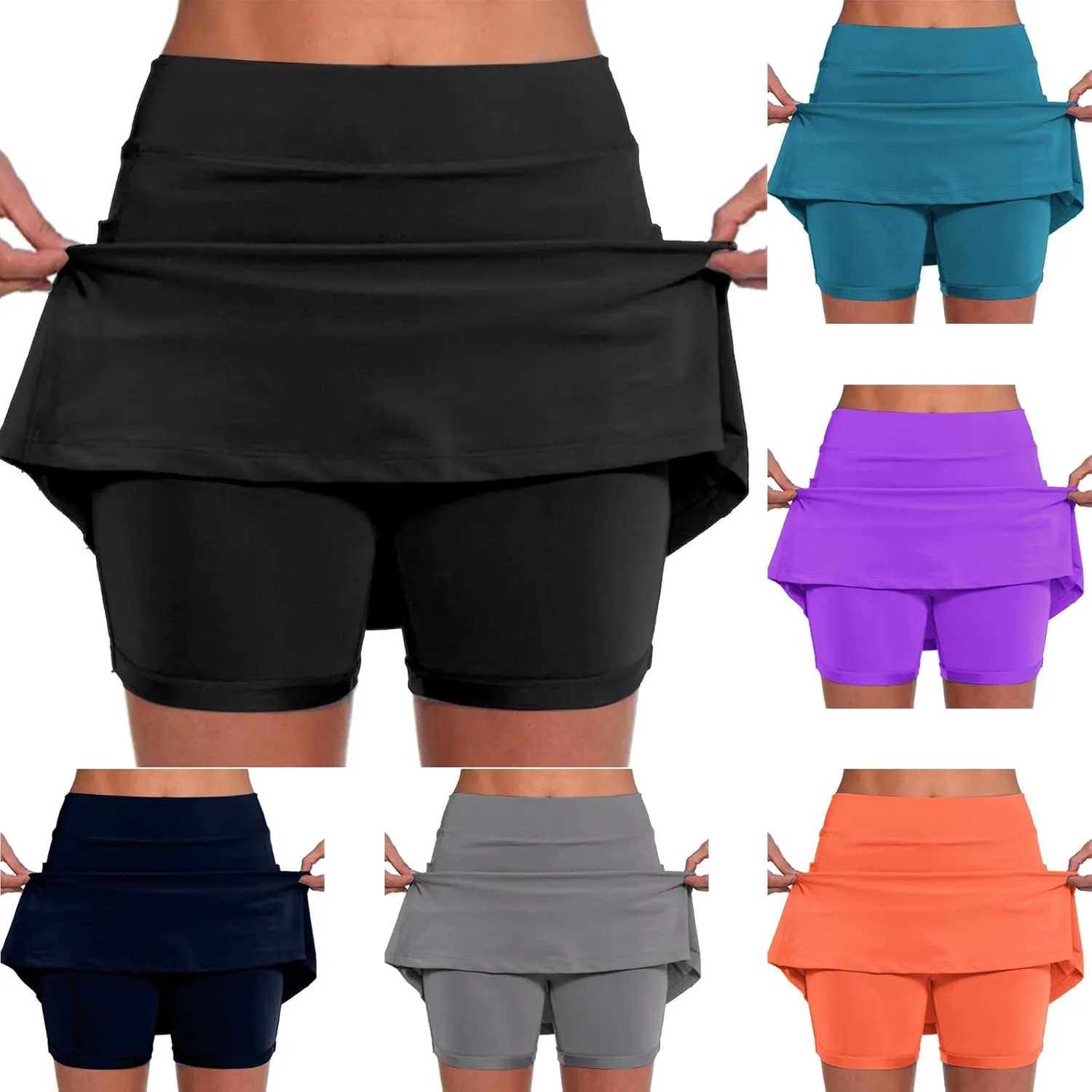 Skorts for Women Dressy Casual High Waisted Skorts Tummy Control Athletic Inner Shorts for Sports Running Tennis