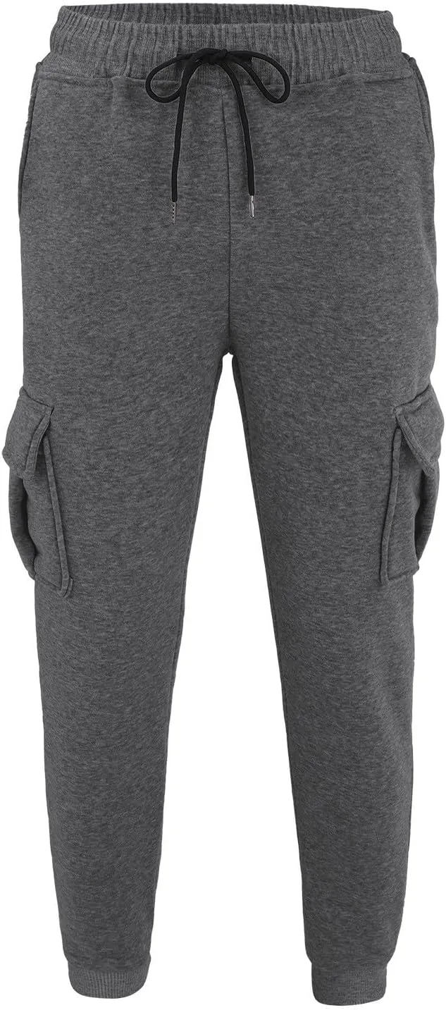 Slim Fit Cargo Pants Mens Multi-Pockets Solid Jpggers Sweatpants Drawstring Outdoor Athletic Cotton Lounge Track Pants