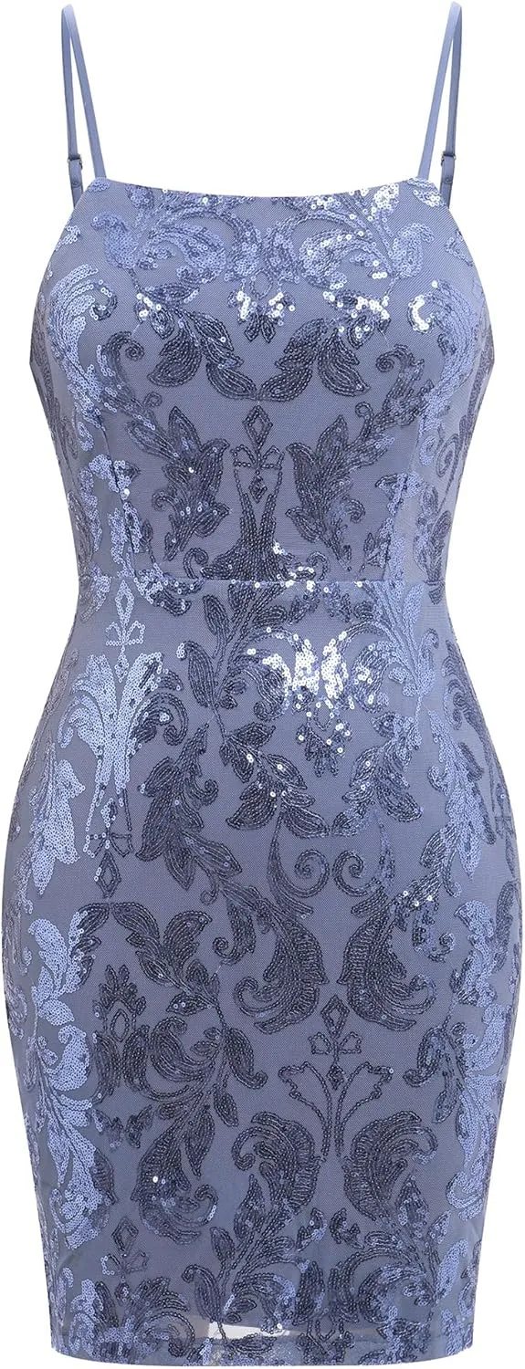 Sparkly Sequin Homecoming Dresses for Teens Short Prom HOCO Glitter Floral Bodycon Mini Dress Tight Cocktail Party Night Club
