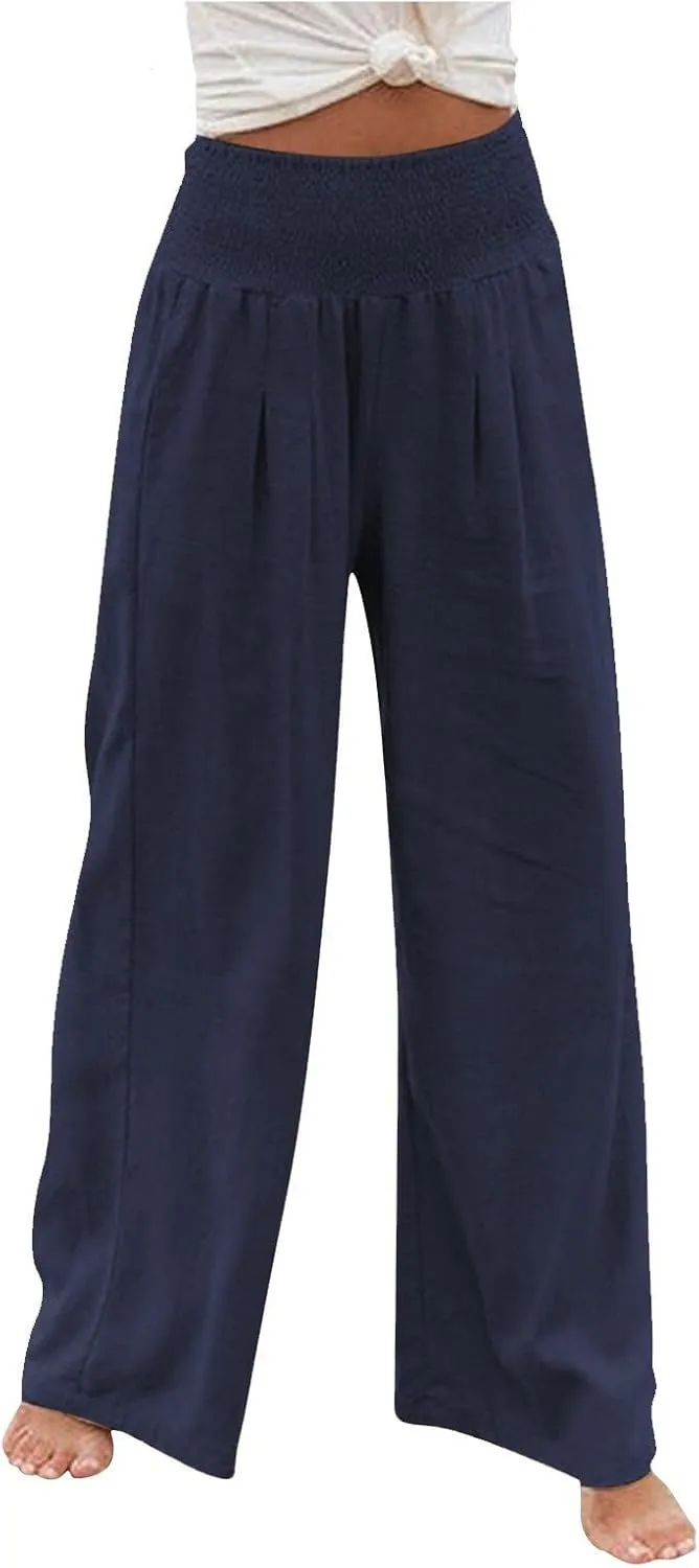 Striped Linen Pants for Women Women's Spring and Summer Cotton and Linen Trousers Loose Plus Size Wide Leg Pants