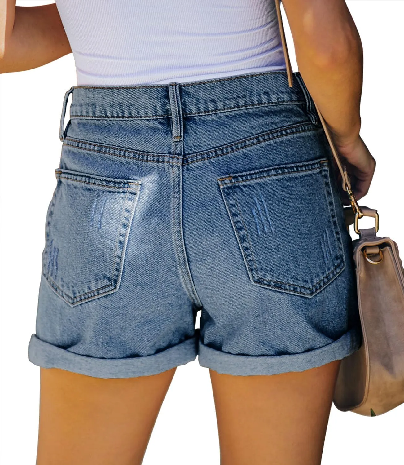 StunShow Women's Denim Shorts Mid Waist Jean Short