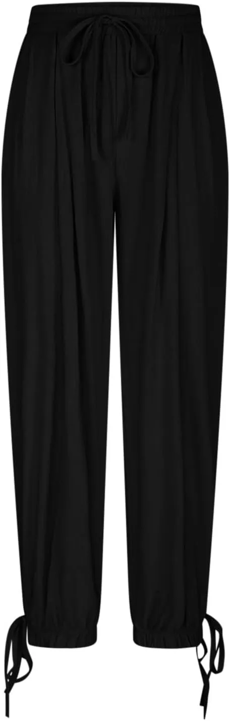 Summer Pants for Women Cotton Linen Wide Leg Pants Close Bottom Joggers Elastic Waist Casual Trousers with Pockets