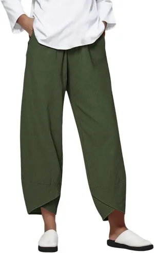 Summer Women Loose Women Straight Summer Pants High Casual Waist Long Solid Cotton Pants Womens High