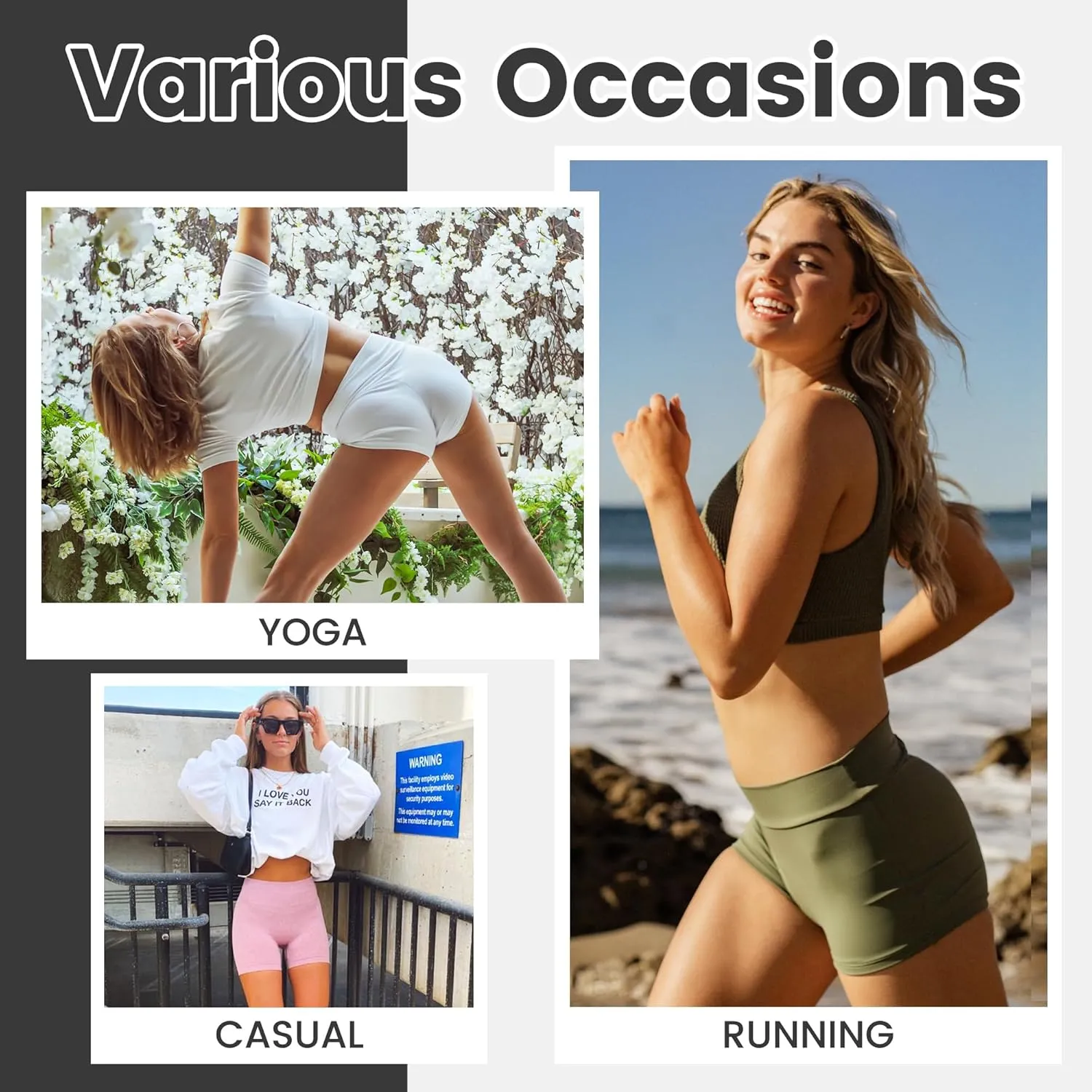 Sundwudu 4 Pack Biker Shorts for Women - 8/5/3 High Waist Tummy Control Summer Workout Shorts for Running Yoga Athletic