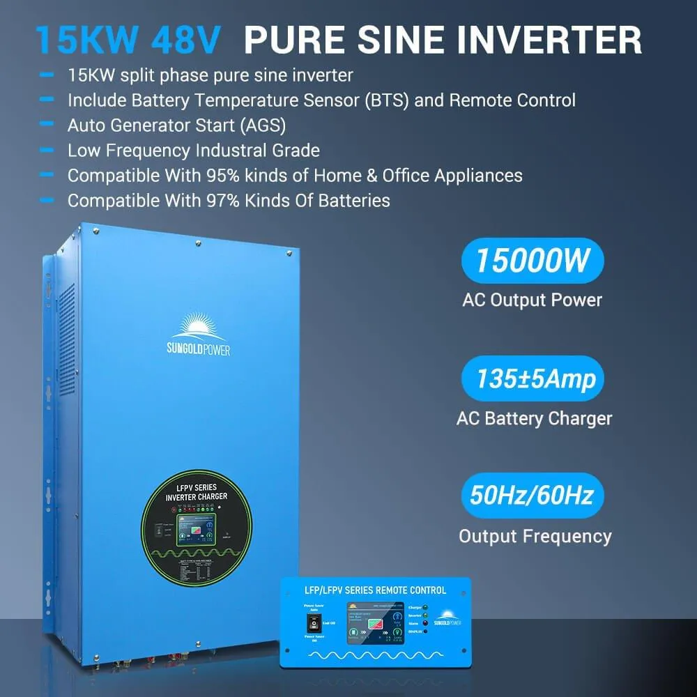 Sungold Power 15000W 48V Split Phase Pure Sine Wave Inverter Charger