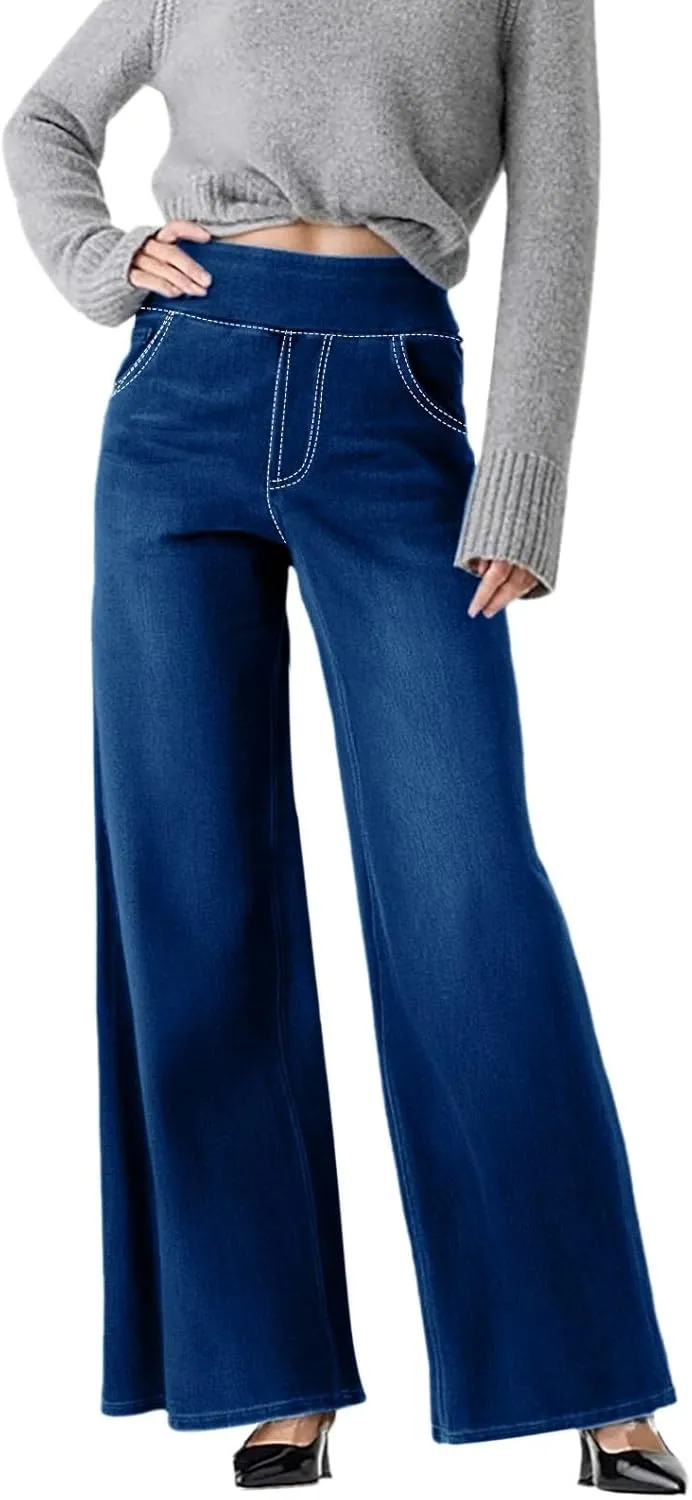 Sweatpant Jeans for Women High Waisted Wide Leg Tummy Control Pants Straight Trendy Summer 2025 Palazzo Y2k Trousers