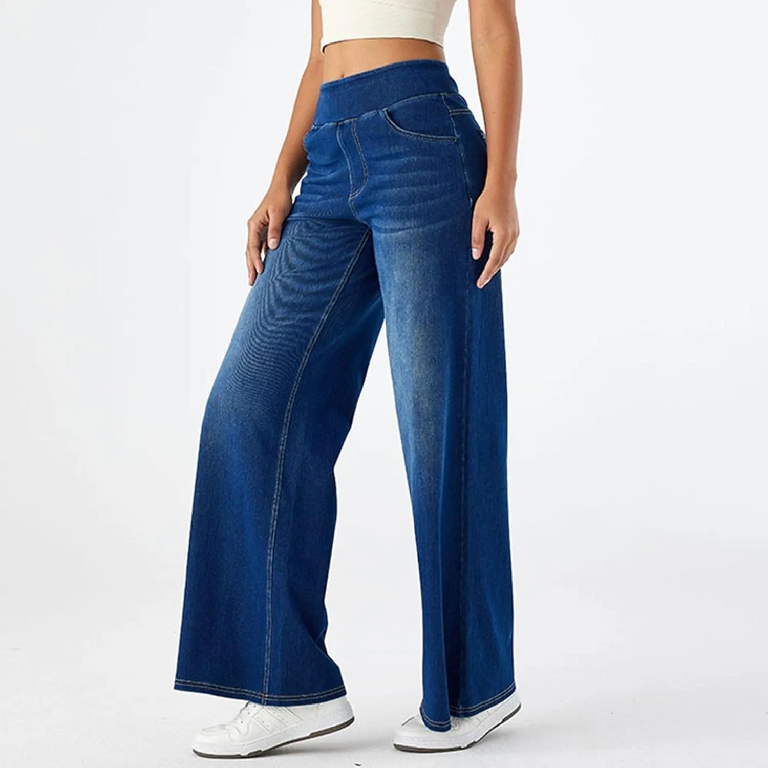 Sweatpant Jeans for Women High Waisted Wide Leg Tummy Control Pants Straight Trendy Summer 2025 Palazzo Y2k Trousers