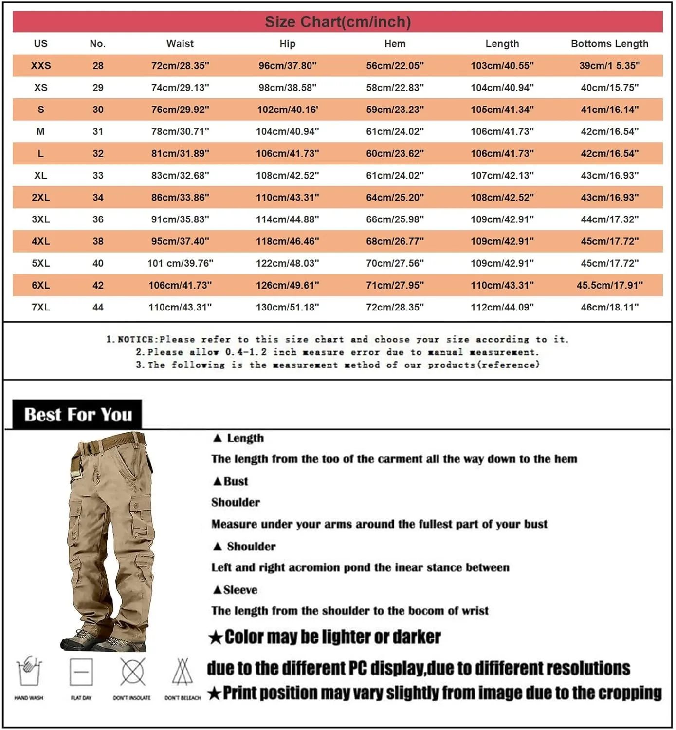 Tactical Cargo Pants for Men Military Wild Camo Trousers with Six Pocket Loose Leg Lightweight Pants