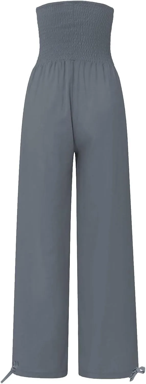 TARIENDY Plus Size Palazzo Pants for Women Ladies high Waisted Beach Outfits Elastic Lightweight Pants Wide Leg Trousers
