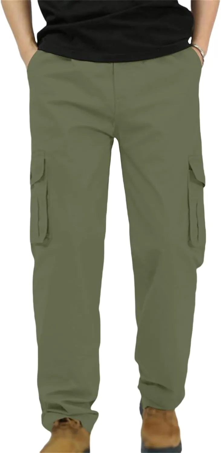 Thatrich Mens Business Pants for Office Work Basic Cargo Pants Outdoor Retro Casual Trousers Quick Dry Breathable Joggers