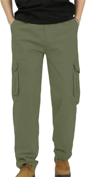 Thatrich Mens Business Pants for Office Work Basic Cargo Pants Outdoor Retro Casual Trousers Quick Dry Breathable Joggers