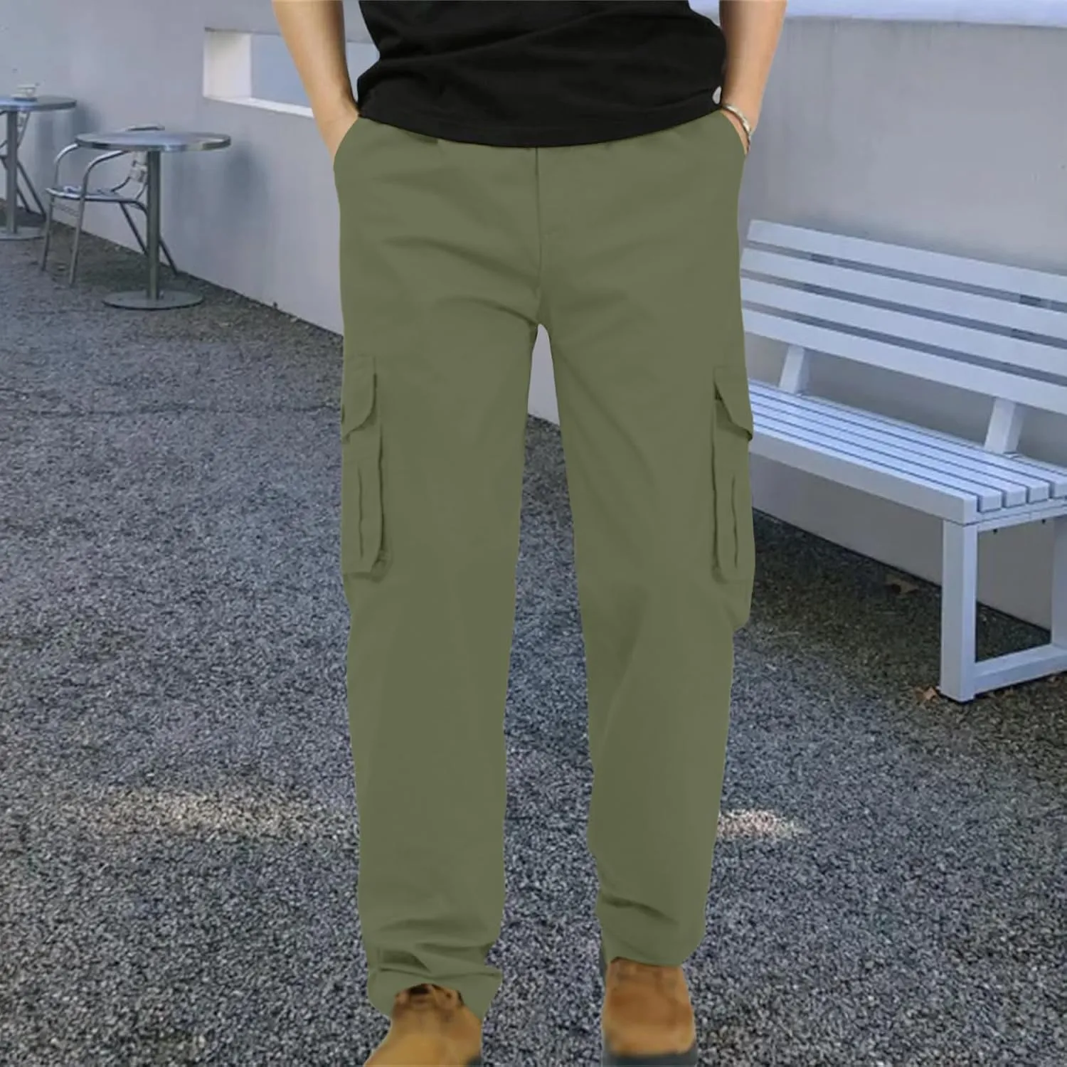 Thatrich Mens Business Pants for Office Work Basic Cargo Pants Outdoor Retro Casual Trousers Quick Dry Breathable Joggers