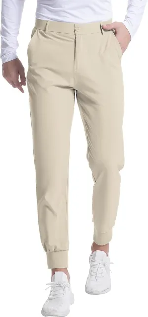Thatrich Mens Golf Joggers with Pockets Slim Fit Stretch Dress Pants Business Casual Trousers Formal Wear Office Work Pant