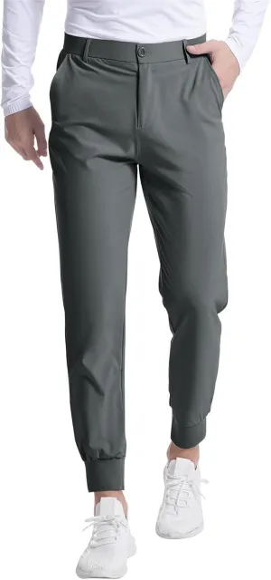 Thatrich Mens Golf Joggers with Pockets Slim Fit Stretch Dress Pants Business Casual Trousers Formal Wear Office Work Pant