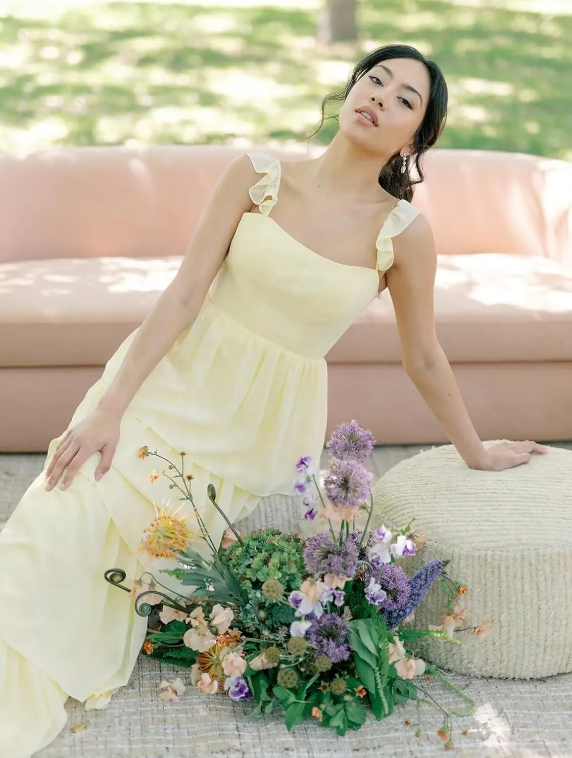 Tiered Ruffles Bridesmaid Dresses with Slit for Women 2025 Chiffon Formal Evening Party Dresses KN032