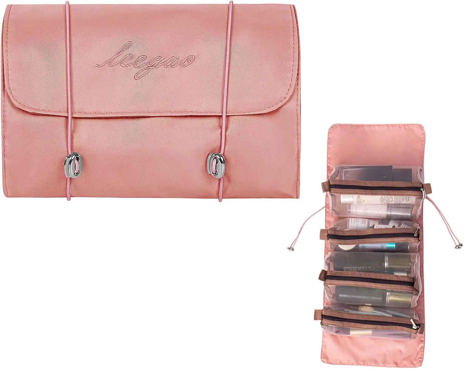Travel Toiletry Bag, Detachable Toiletry Bag for Women Hanging, 4 in 1 Womens Toiletry Travel Bag for Travel Business Trip Vacation Skincare (Pink)