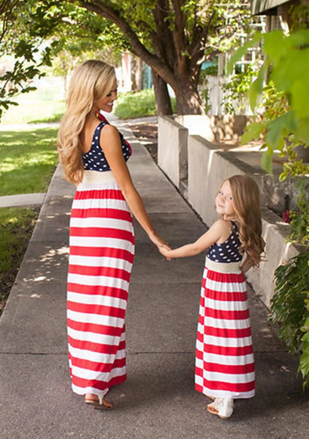 TYQQU Mother and Daughter Me Dresses Boho Flare O-Neck Dress Parent-Child Sundress Family Matching Outfits