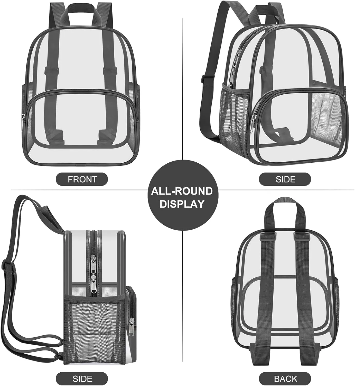 USPECLARE Clear Backpack for Stadium Events Small Clear Backpack 11.5x9.5x6 for Concert Sport Events Work Travel