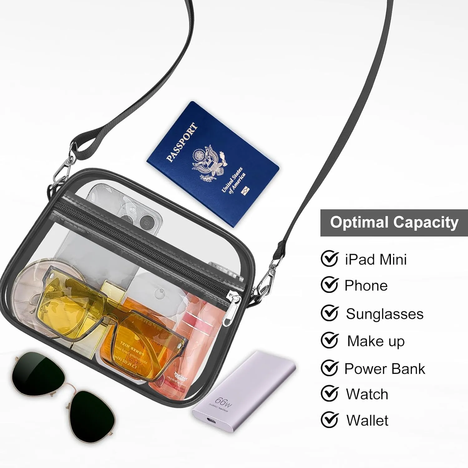 USPECLARE Clear Bag for Stadium Events Clear Purse for Women and Men for Sports Events Concerts Festivals