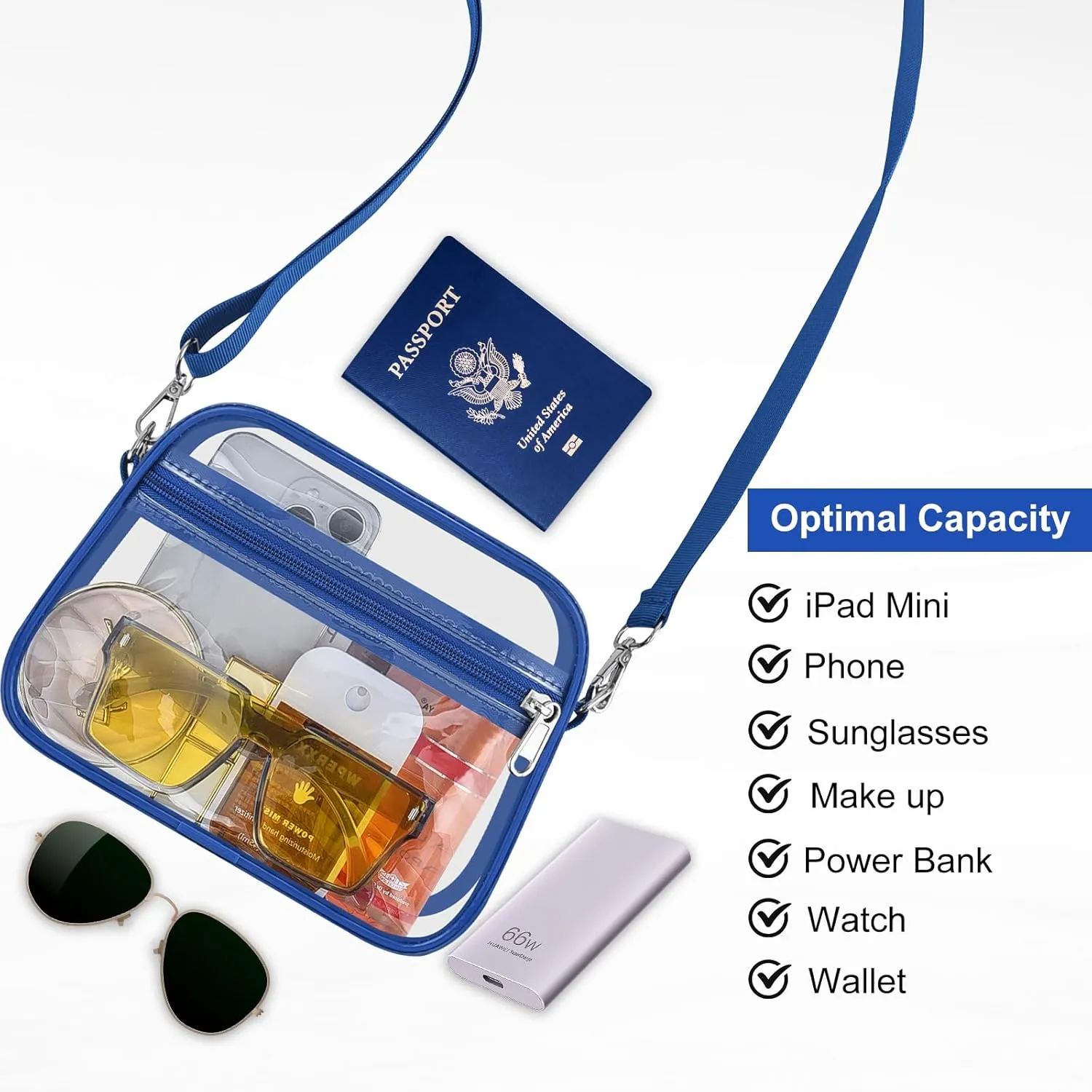USPECLARE Clear Bag for Stadium Events Clear Purse for Women and Men for Sports Events Concerts Festivals