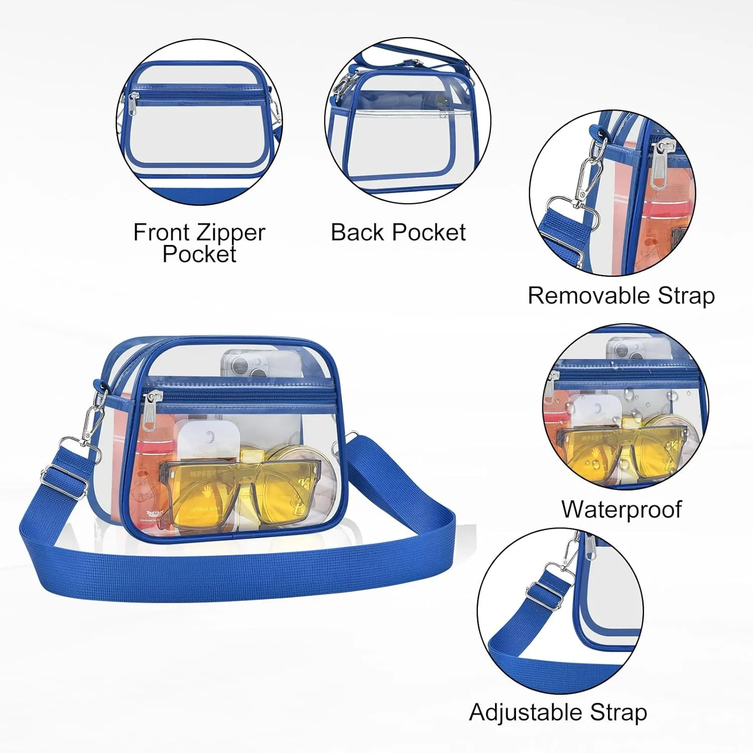 USPECLARE Clear Bag for Stadium Events Clear Purse for Women and Men for Sports Events Concerts Festivals