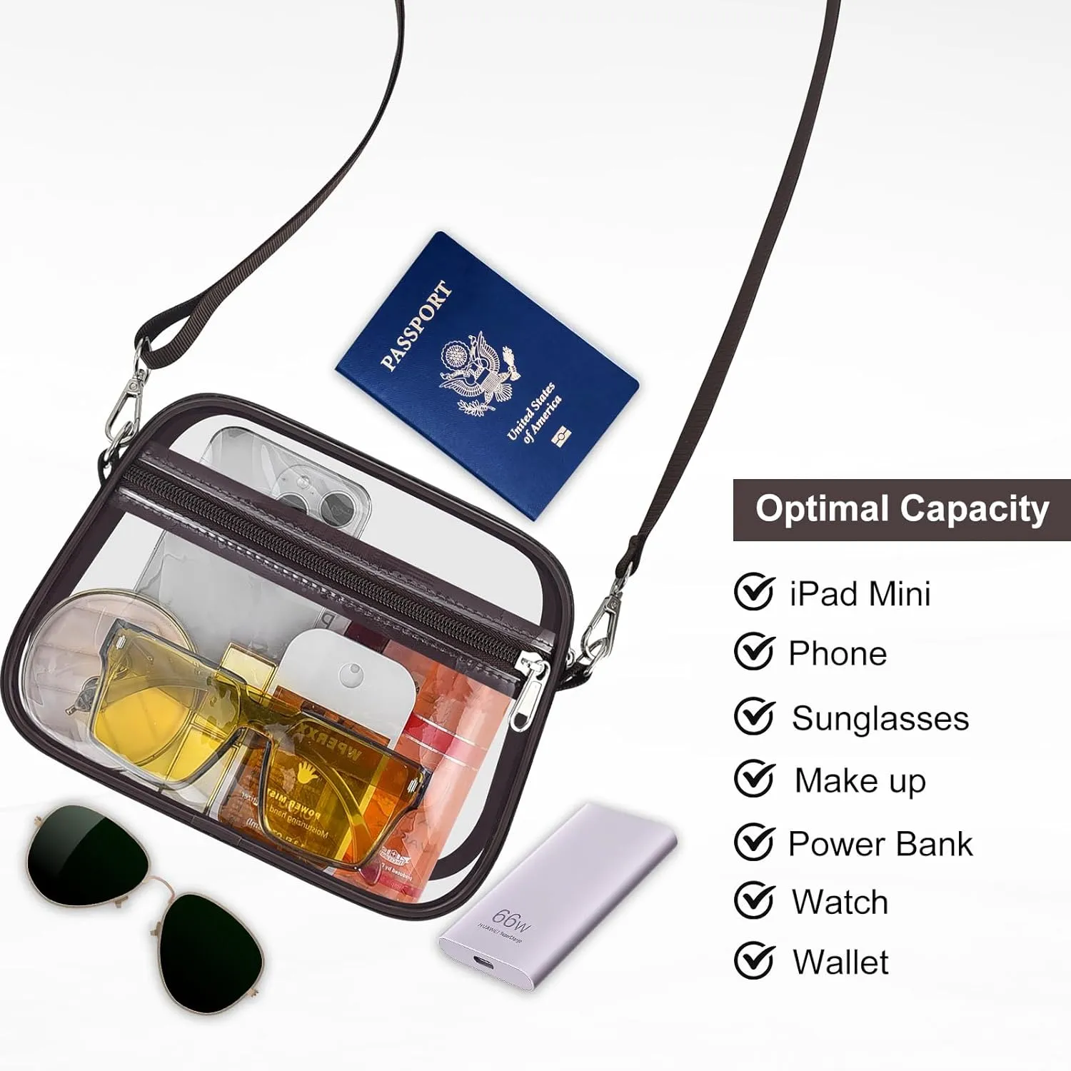 USPECLARE Clear Bag for Stadium Events Clear Purse for Women and Men for Sports Events Concerts Festivals