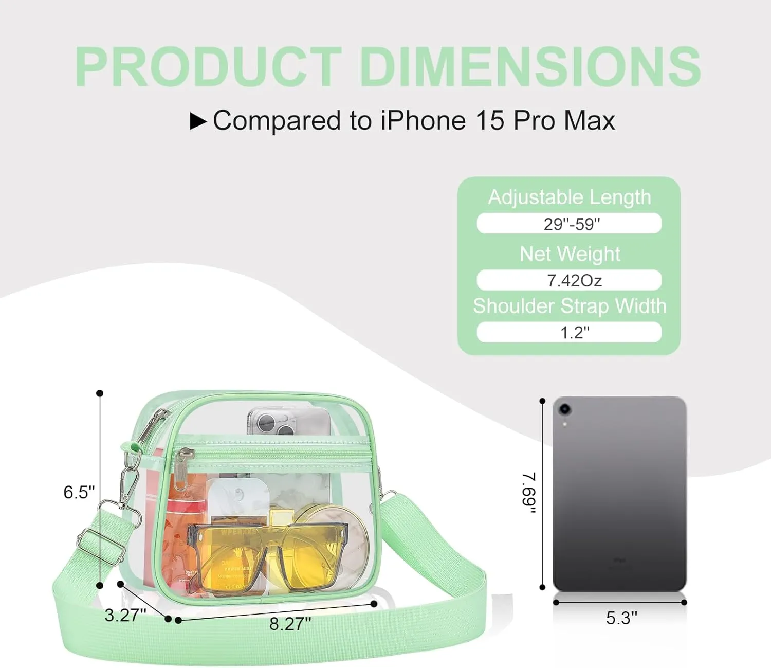 USPECLARE Clear Bag for Stadium Events Clear Purse for Women and Men for Sports Events Concerts Festivals