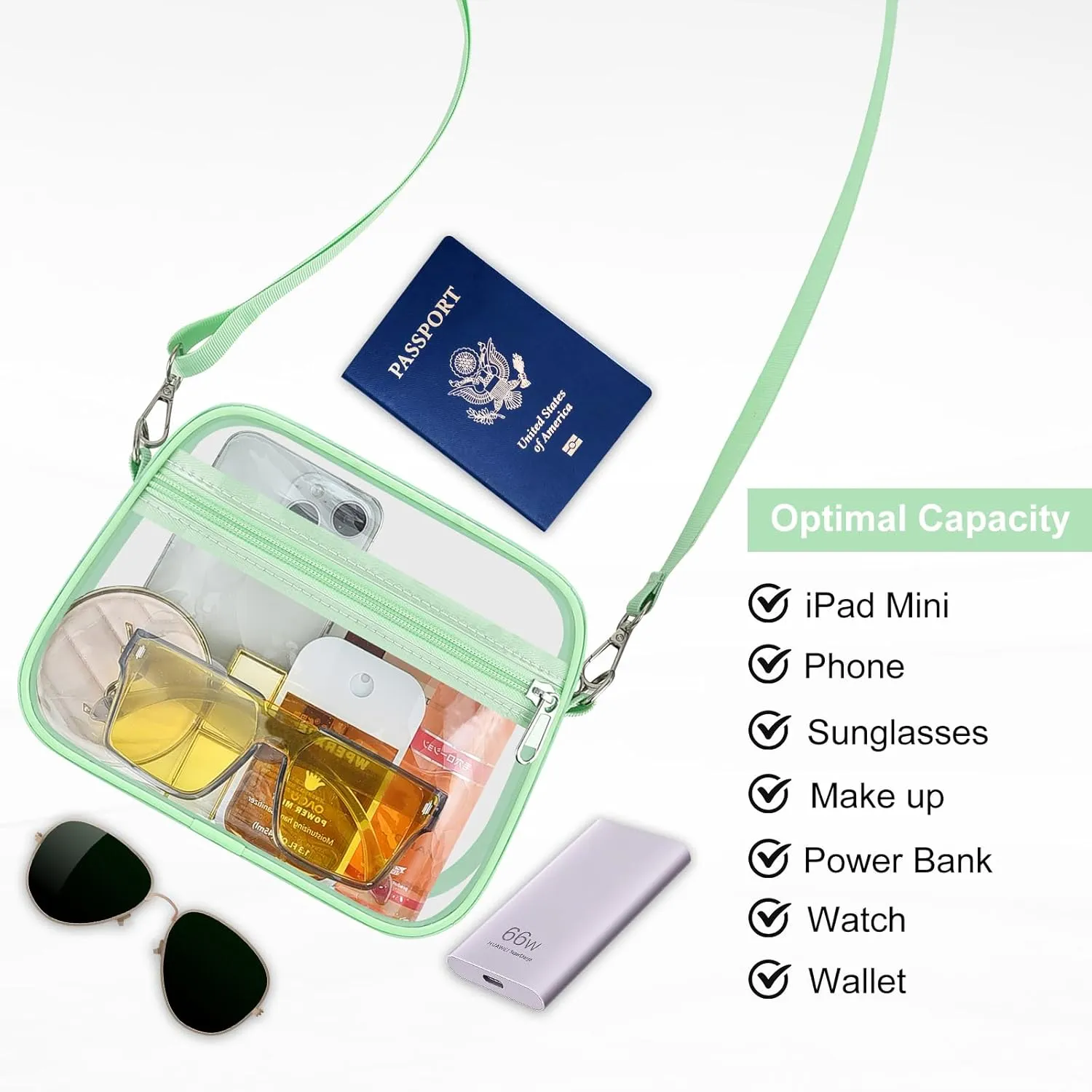 USPECLARE Clear Bag for Stadium Events Clear Purse for Women and Men for Sports Events Concerts Festivals