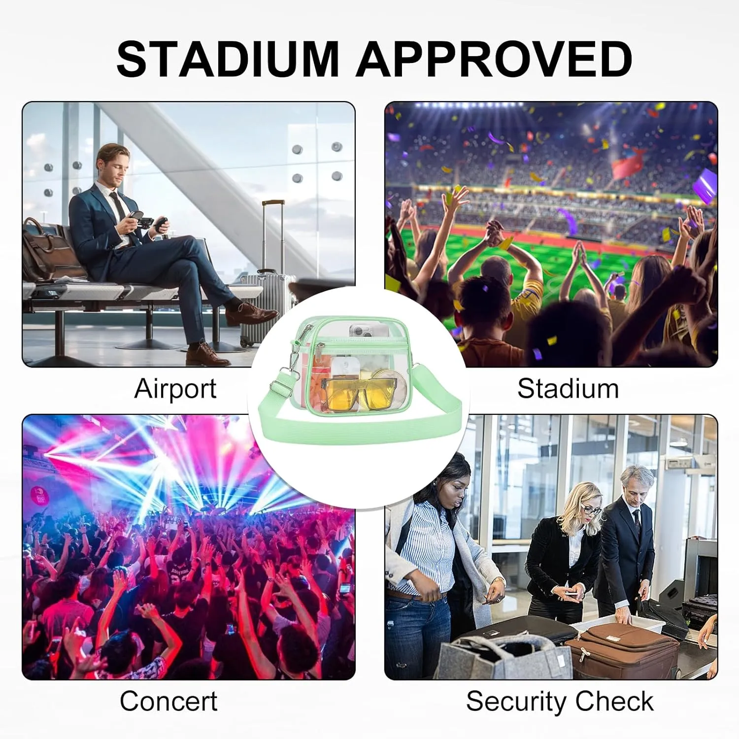 USPECLARE Clear Bag for Stadium Events Clear Purse for Women and Men for Sports Events Concerts Festivals