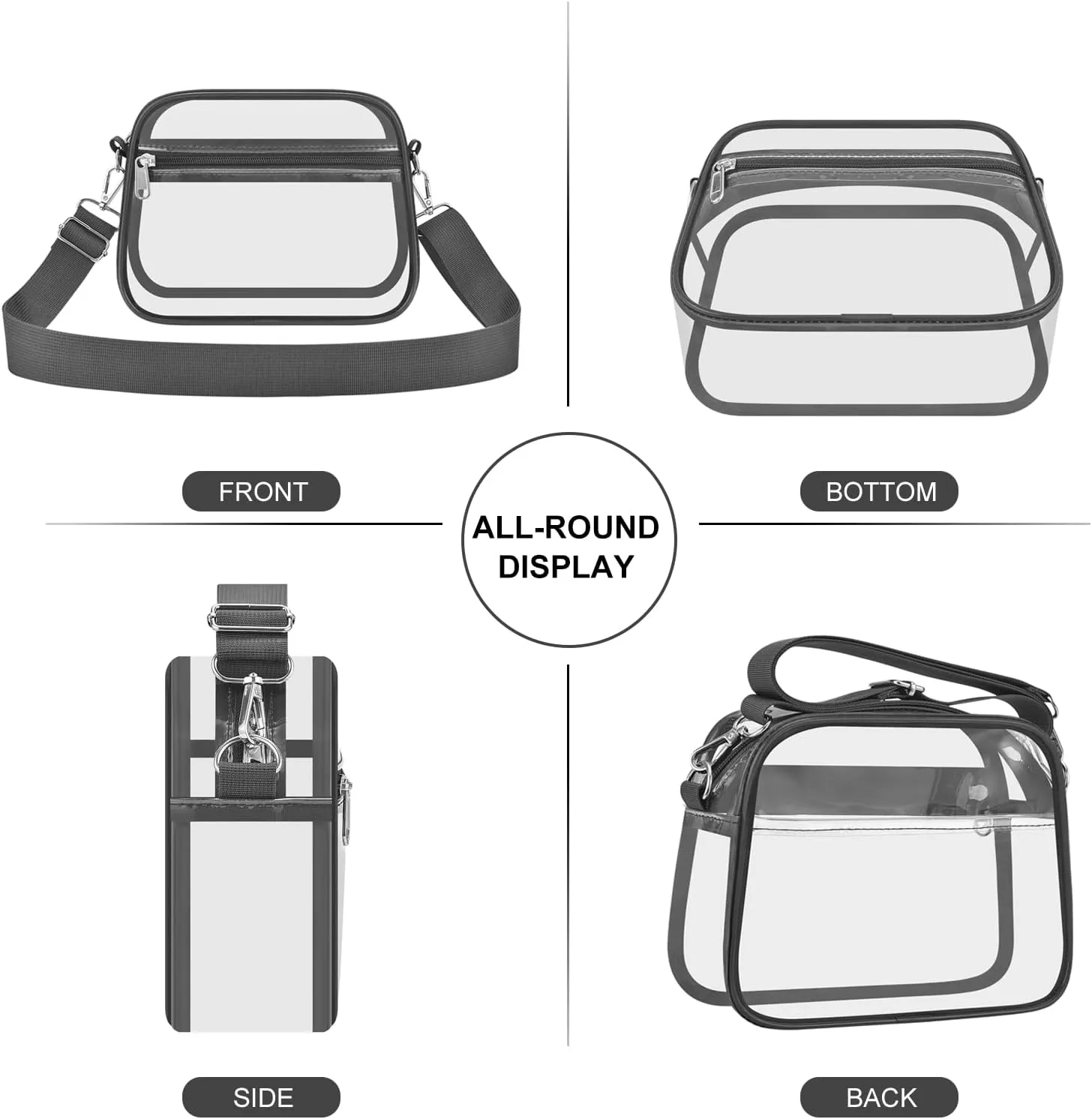 USPECLARE Clear Bag for Stadium Events Clear Purse for Women and Men for Sports Events Concerts Festivals